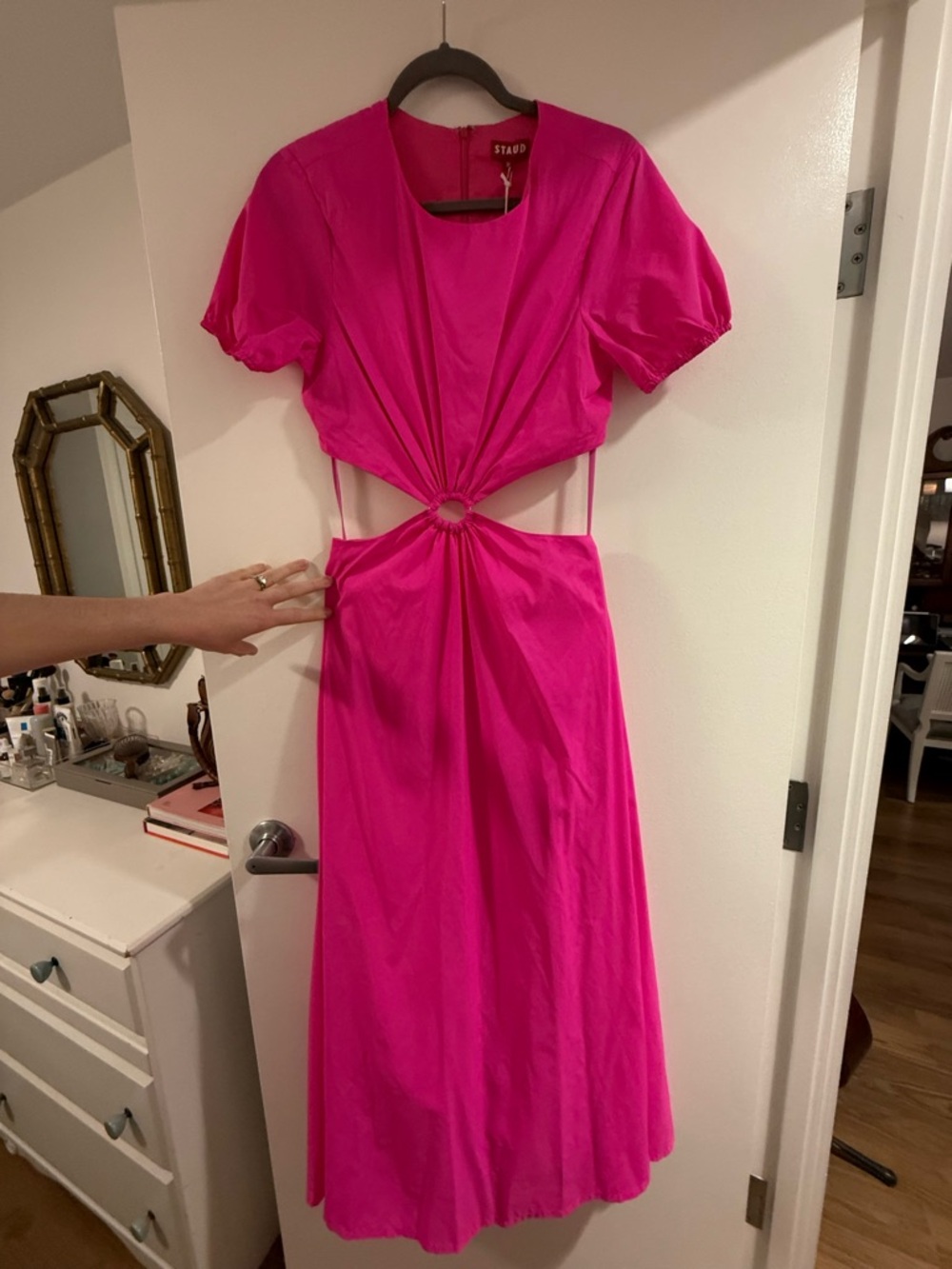 STAUD Hot Pink Calypso Dress, NWT